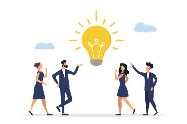 Bir iş fikrinin beyin fırtınası yapmak, sorunu çözmek, yeni bir fikri tartışmak, iş adamlarının bir iş toplantısında beyin fırtınası yapması. Görüntü