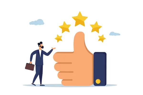 Satisfaction concept. Customer feedback: 5 star, best quality, high performance, positive rating or business reputation. Illustration