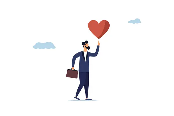 Business man with a heart. Concept of love for work. Illustration