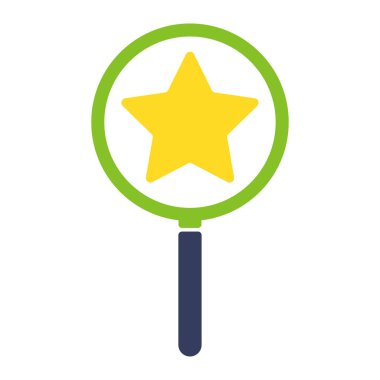 Yıldızlı büyüteç. Vektör illüstrasyonu