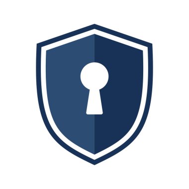 Anahtar deliği olan bir kalkan simgesi. Vektör illüstrasyonu