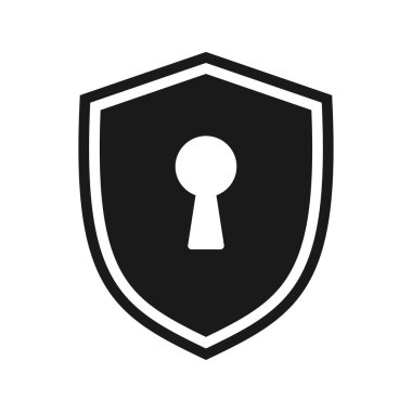 Anahtar deliği olan bir kalkan simgesi. Vektör illüstrasyonu