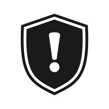 Ünlem işaretli kalkan simgesi. Vektör illüstrasyonu