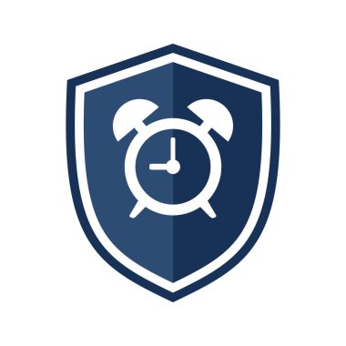 Kalkanlı çalar saat simgesi. Vektör illüstrasyonu