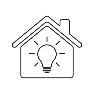 Evde ampul simgesi var. Akıllı ev logosu. Görüntü
