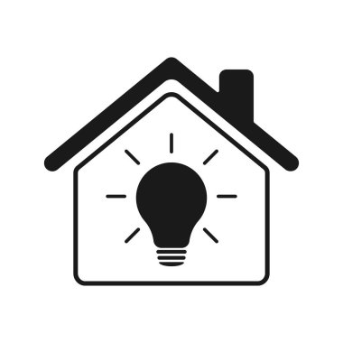 Evde ampul simgesi var. Akıllı ev logosu. Görüntü