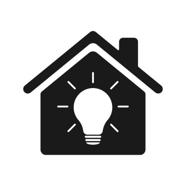 Evde ampul simgesi var. Akıllı ev logosu. Görüntü
