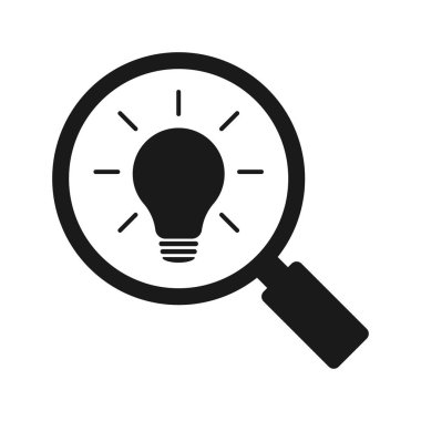 Büyüteçli ampul simgesi. Görüntü