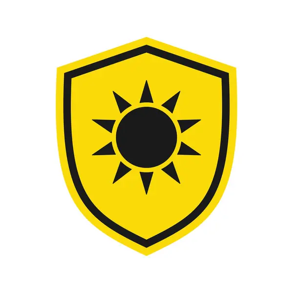 Shield icon with sun. Vector illustration.