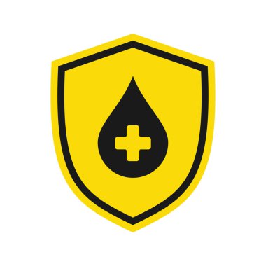 Haçın bir damlasıyla kalkan. Tıbbi logo, resimleme