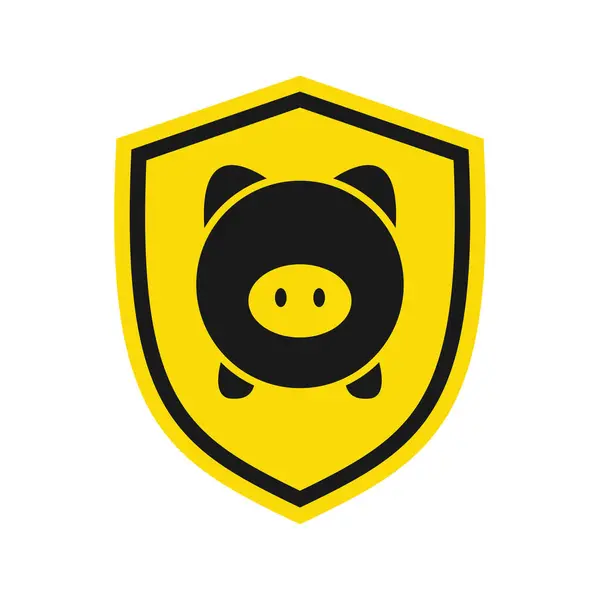 Pig icon in a shield. Vector illustration