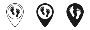 Haritada insan ayak izi simgeleri kümesi, illüstrasyon