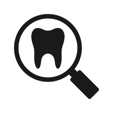 Diş ile büyütme cam ikonu, illüstrasyon