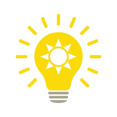 Güneş enerjisi ampul simgesi, illüstrasyon