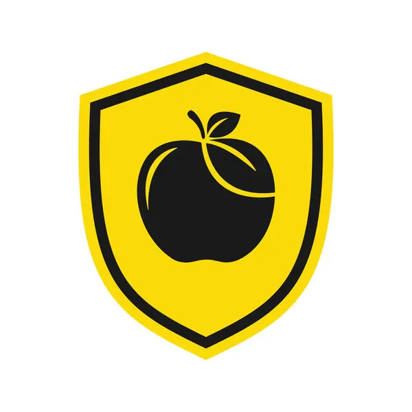 Shield icon with apple, illustration