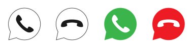 Telefon kabul et ve reddet düğmesi sembolü. Cevap ver ve ikonu reddet. resimleme