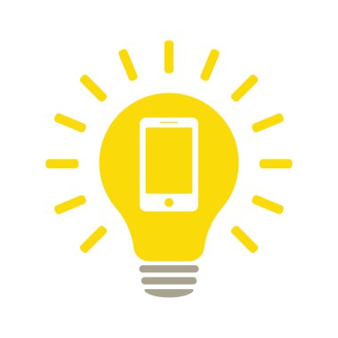 Cep telefonlu ampul simgesi, illüstrasyon