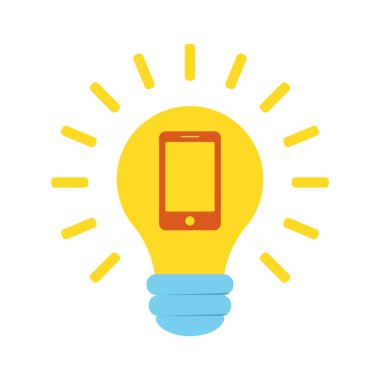 Cep telefonlu ampul simgesi, illüstrasyon