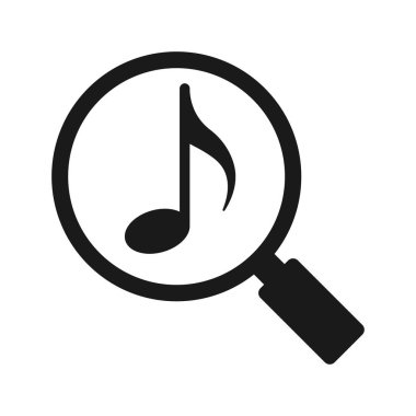 Müzik notalı büyüteç simgesi, illüstrasyon