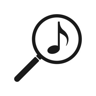 Müzik notalı büyüteç simgesi, illüstrasyon