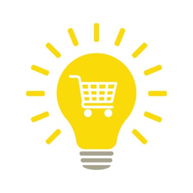 Alışveriş arabası ve resimli ampul simgesi