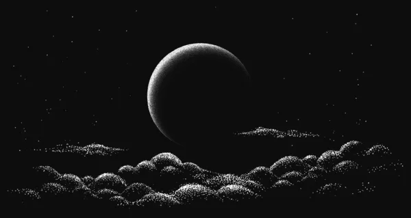 Вид Планету Ночном Небе — стоковый вектор