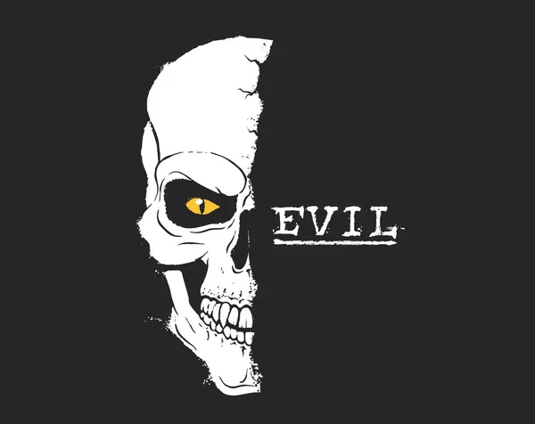 Evil Skull Demon Face Head Prints Design Vector Illustration — Stock Vector