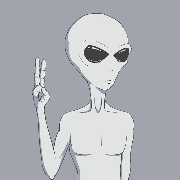 Alien Mostrando Sinalização Paz Ilustração Vetorial — Vetor de Stock