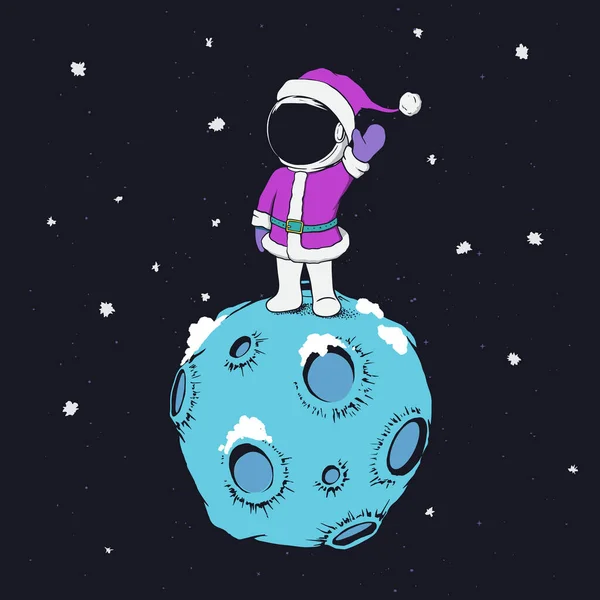 Астронавт Святкує Новий 2023 Рік Різдво Космосі Космічний Апарат Холодній — стоковий вектор