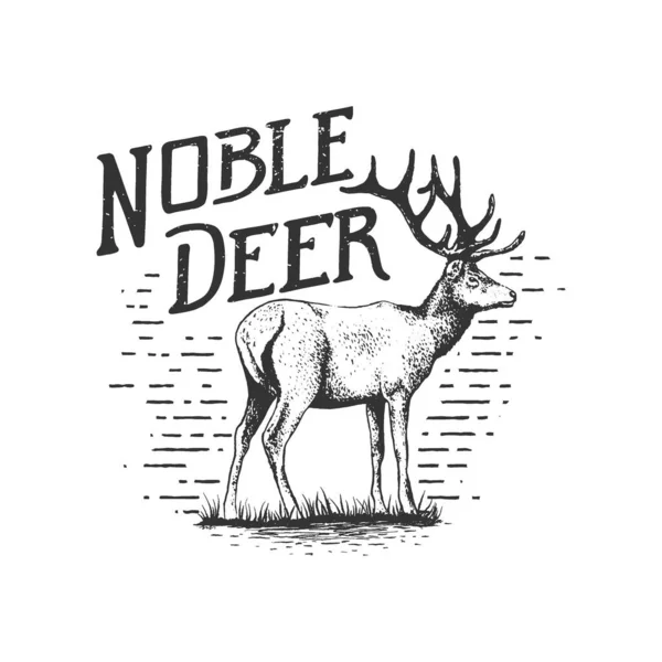 Noble Logo Imprimé Cerf Design Vector Illustration — Image vectorielle