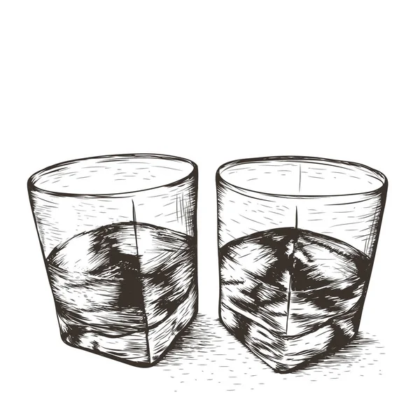 Δύο Ποτήρια Υγρό Απομονωμένα Λευκό Φόντο Εικονογράφηση Διάνυσμα — Διανυσματικό Αρχείο