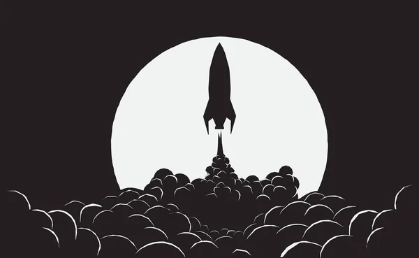 Запуск Ракеты Космос Фоне Луны Космический Корабль Взлетает Земли — стоковый вектор