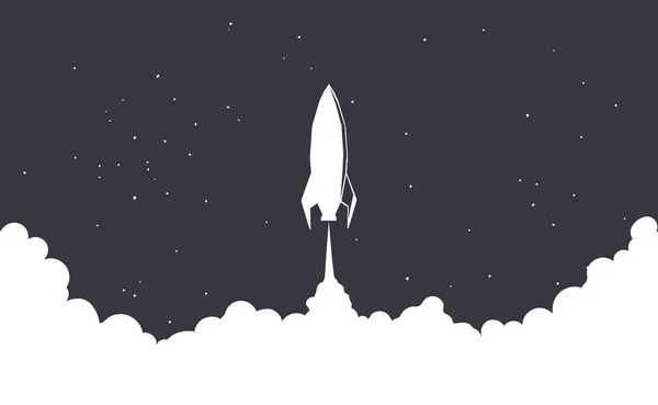 深宇宙への宇宙船の打ち上げロケット離陸 — ストックベクタ