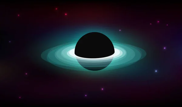 Сверхмассивная Черная Дыра Глубоком Космосе Карикатурный Стиль Векторная Иллюстрация — стоковый вектор