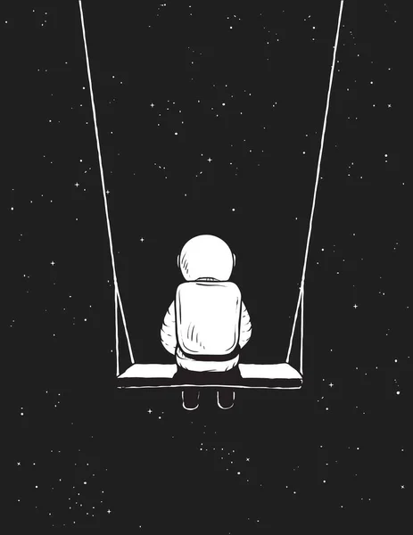 宇航员孤独地坐在外层空间 宇宙矢量图解 — 图库矢量图片