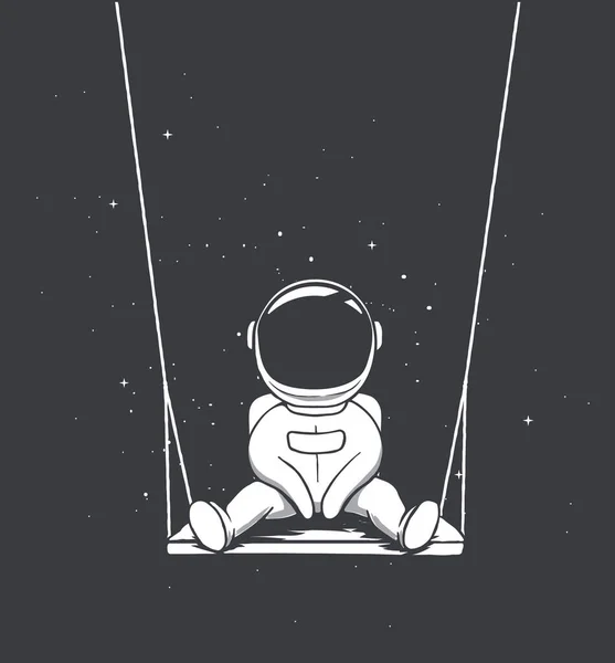 Χαριτωμένος Αστροναύτης Αιωρείται Έναν Πίνακα Στο Διάστημα — Διανυσματικό Αρχείο
