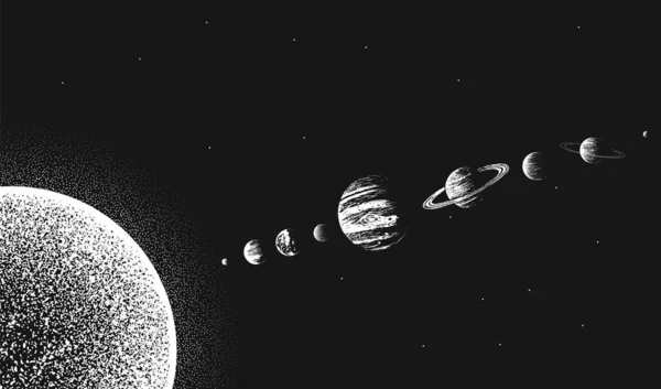 Sonnensystem Sonne Und Alle Unsere Planeten Vektorillustration — Stockvektor