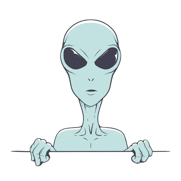 Alien Kikar Från Ett Hinder Vektor Illustration — Stock vektor