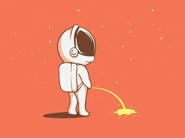 Joli Astronaute Qui Pisse Illustration Vectorielle Drôle Illustration De Stock