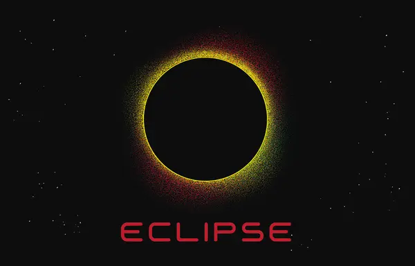 Éclipse Solaire Illustration Vectorielle Spatiale Fabriqué Par Points Vecteurs De Stock Libres De Droits