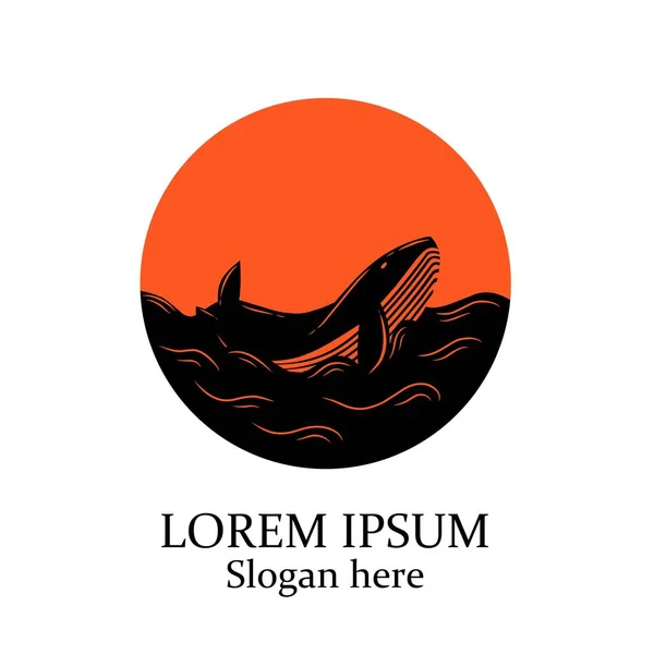 Okyanus Köpekbalığı Logosu Tasarımı Balık Yiyen Bir Deniz Yırtıcısı — Stok Vektör