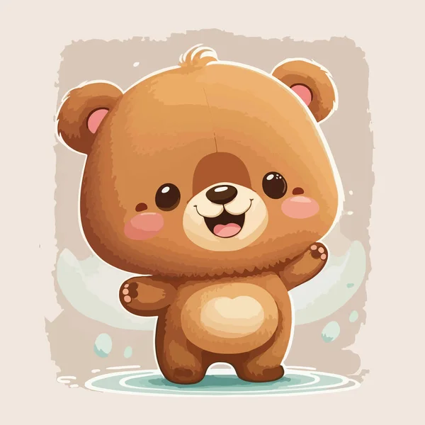 Ένα Χαριτωμένο Αρκουδάκι Ένα Χαριτωμένο Βλέμμα Φιλικά Προς Παιδιά Γραφικά — Διανυσματικό Αρχείο