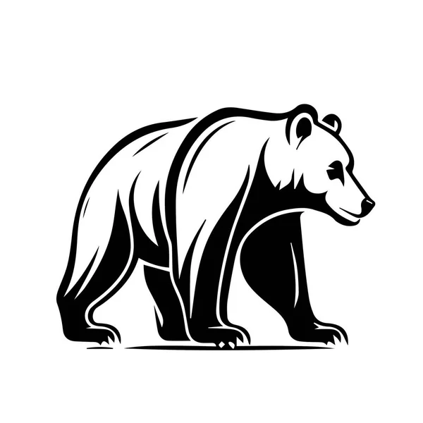 白地に茶色いクマのベクトル画像 野生動物のベクターイラストロゴ — ストックベクタ