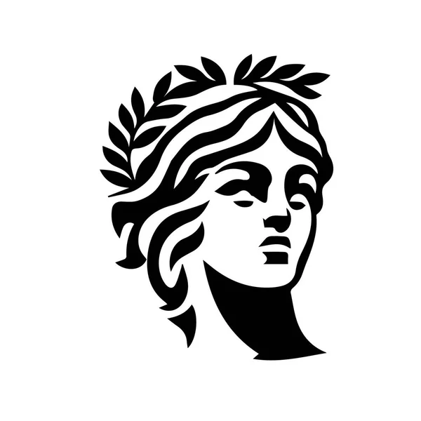 Oud Grieks Vrouw Hoofdlogo Vector Illustratie Van Vrouwelijk Gezicht Silhouet — Stockvector