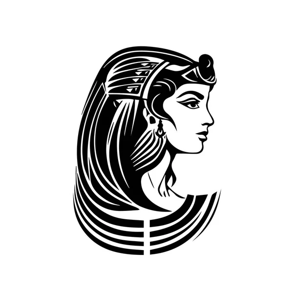 Ancienne Femme Égyptienne Logo Tête Illustration Vectorielle Visage Féminin Silhouette — Image vectorielle