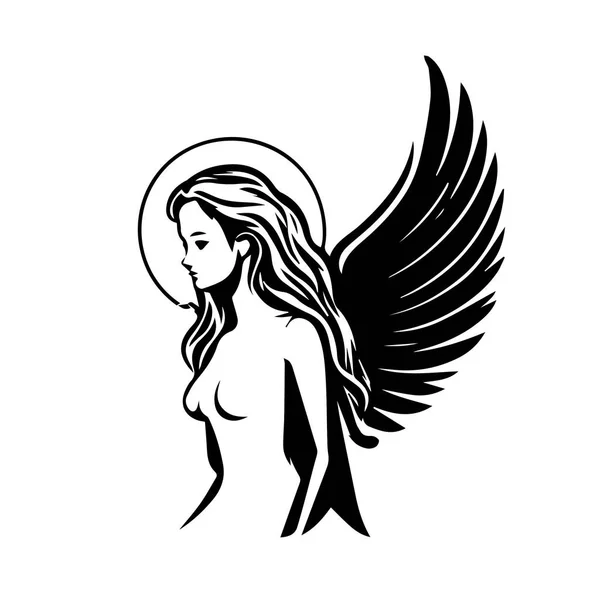 Andělské Ženské Logo Vektorová Ilustrace Ženské Tváře Silueta Svg Pouze — Stockový vektor