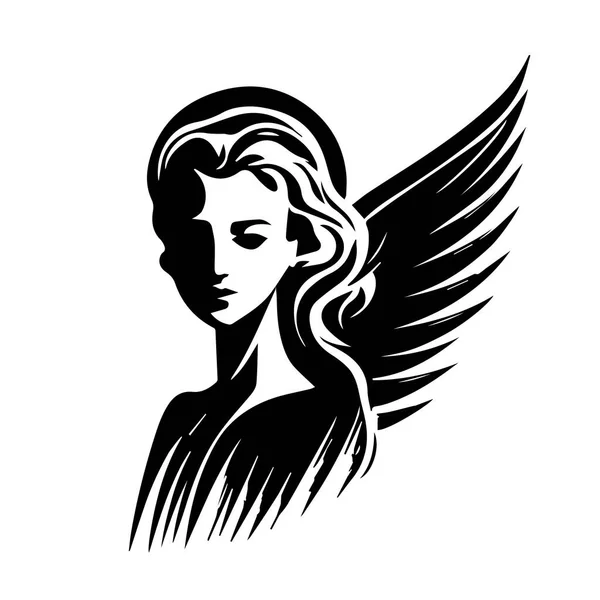 Angel Női Fej Logó Női Arc Vektoros Illusztrációja Silhouette Svg — Stock Vector