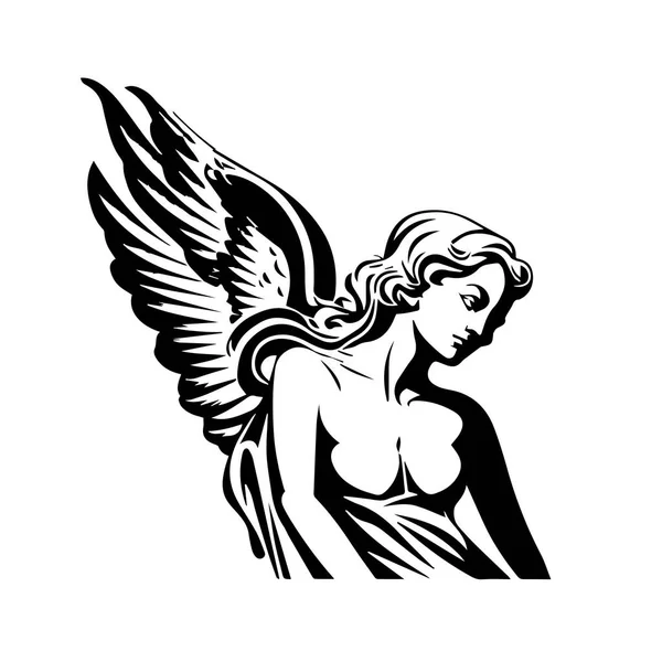 Angel Vrouw Hoofd Logo Vector Illustratie Van Vrouwelijk Gezicht Silhouet — Stockvector