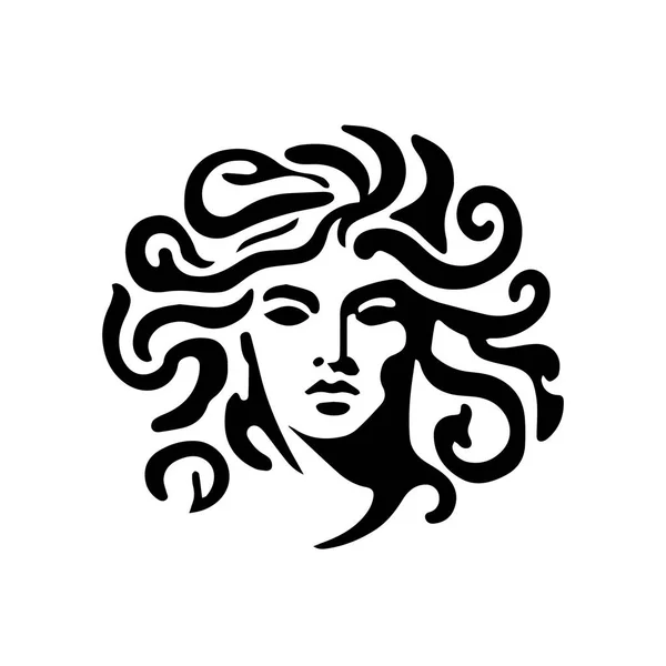 Oude Griek Gorgon Medusa Vrouwelijk Hoofdlogo Vector Illustratie Van Vrouwelijk — Stockvector