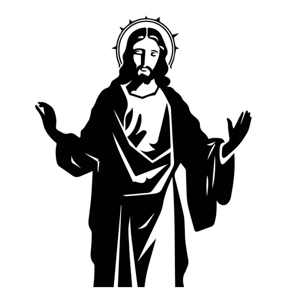 Jézus Krisztus Kézzel Rajzolt Vektor Illusztráció Fekete Sziluett Svg Jézus — Stock Vector